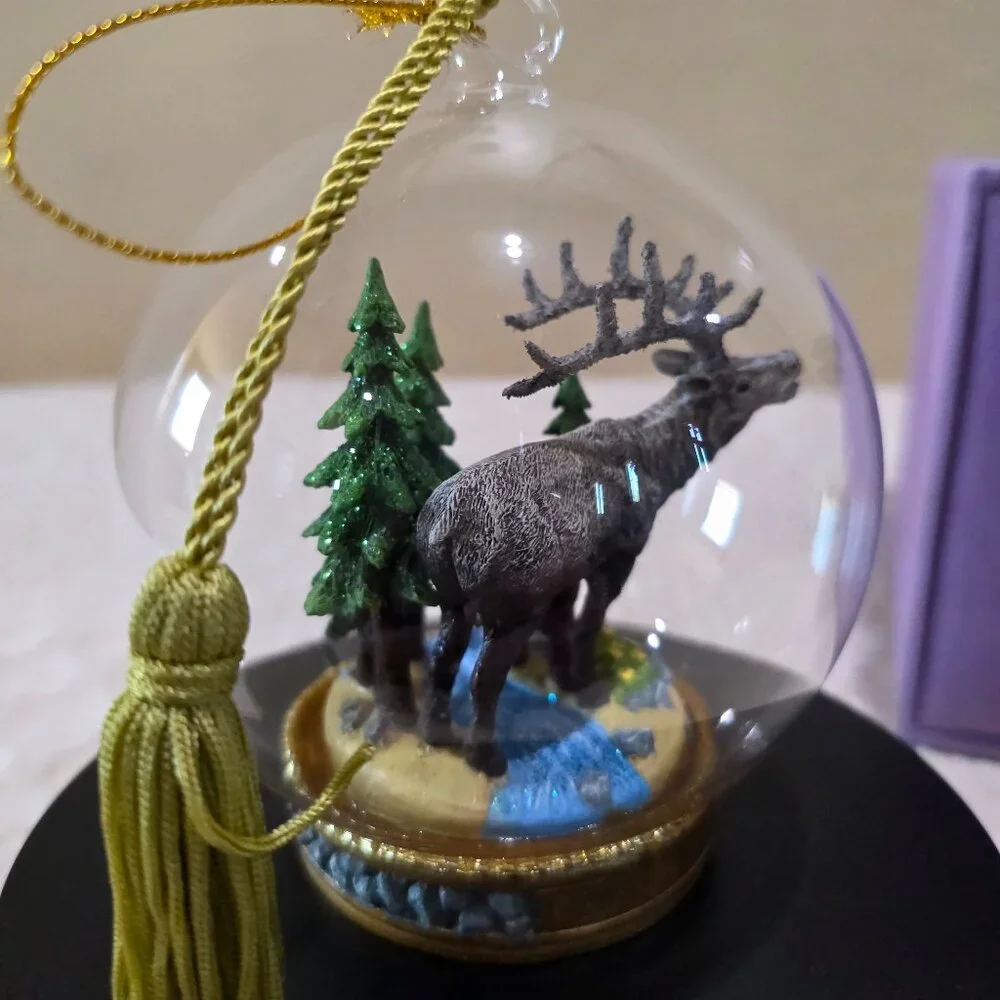 The Memory Globe Ornament ELK IN THE WOODS Christmas Holiday Boxed Flavia Milano